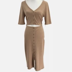 7 For All Mankind Women’s Bodycon Rib-Knit Cut-Out Dress